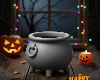 Minimal Witch Cauldron 3D Print STL File: Halloween Decor (Digital Download)
