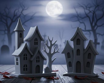 3D-printmodellen spookhuis | Spooky Haunted House STL-bestanden | 3D-afdrukbare Halloween-decoratie | STL-bestand Halloween | Digitale download