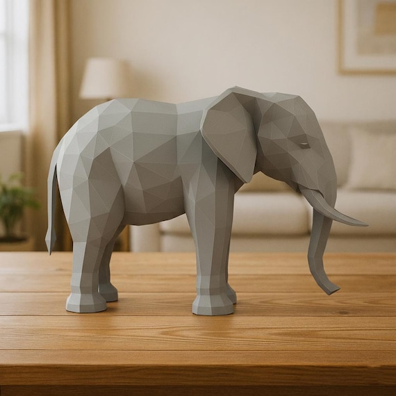 Low Poly Elephant STL File | Geometric Elephant 3D Model | Modern