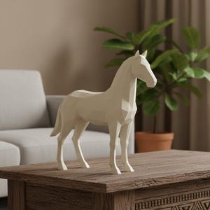 Low Poly Horse STL File | Geometric Animal 3D Model | Polygon Horse Statue | Modern Minimalist Home & Office Decor | 3D Print File | Digital