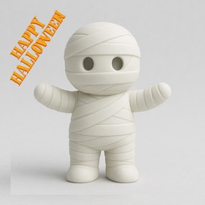Cute Mummy STL File | 3D Printable Halloween Figurine | Spooky Mummy 3D Model | Digital Download Halloween Decoration Ornament Stl File