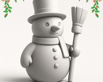 3D Printable Snowman Figurine: Christmas Winter Decoration (STL File)