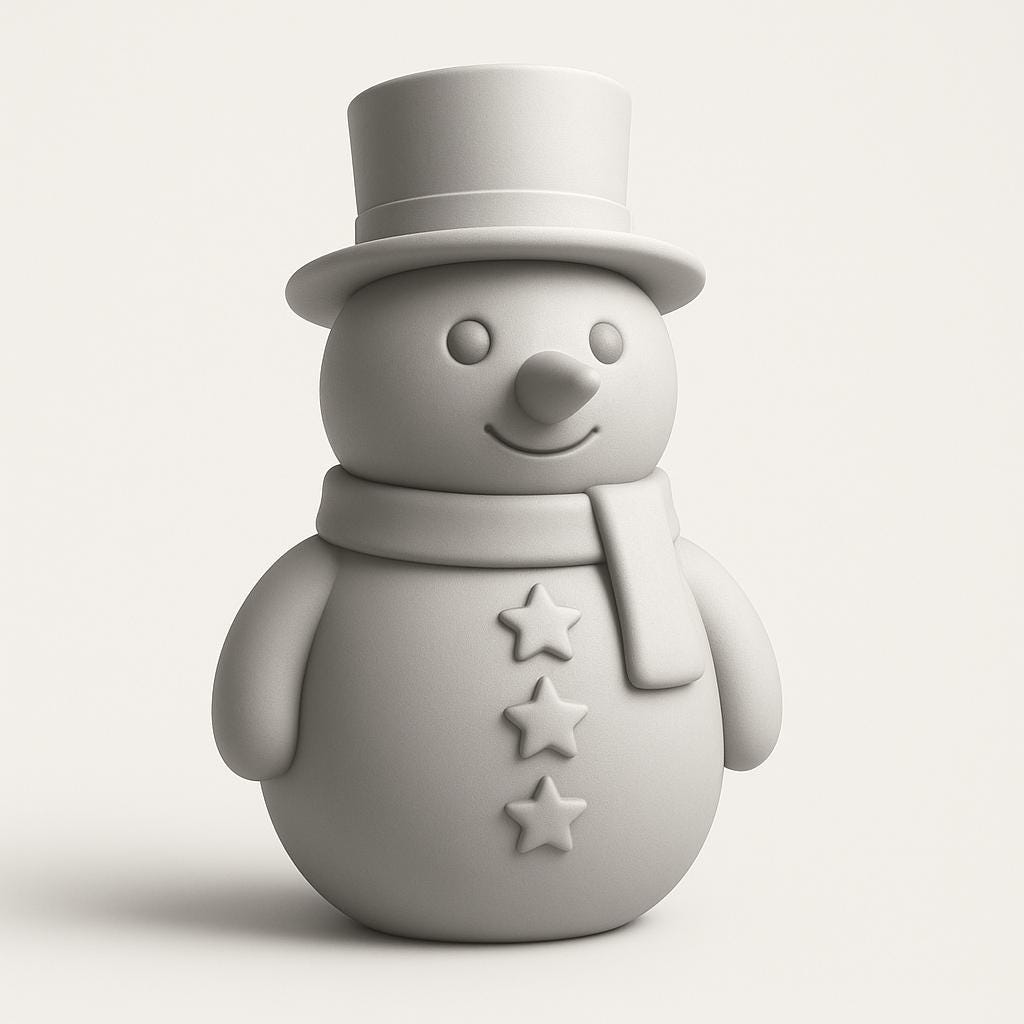 Snowman Figurine STL File | 3D Printable Christmas Model File | Cute ...