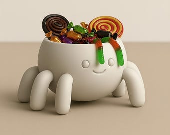 Cute Spider Candy Bowl STL File | 3D Printable Halloween Decor Model | Spider Figurine Treat Holder STL File | Digital Download STL File
