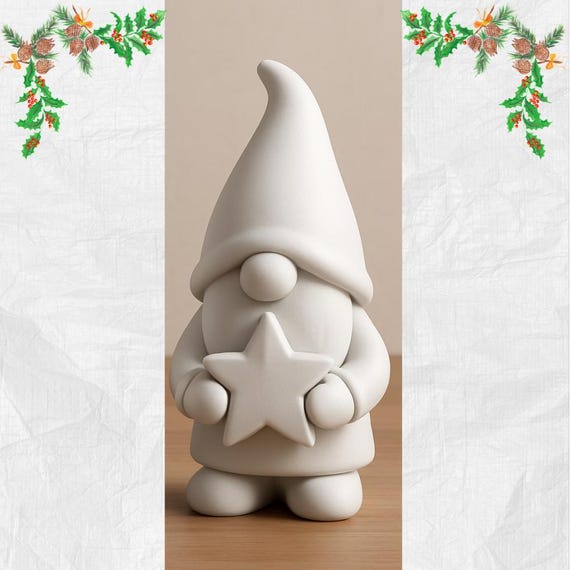 3D Printable Christmas Gnome STL File: Star Holding Festive Figurine (Digital Download)