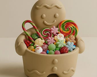 Gingerbread Man Bowl STL File | Christmas Candy Dish Decor | Cute Holiday Container | 3D Printable Festive Bowl | Digital Download