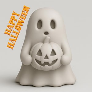 3Dプリント可能なハロウィンゴーストとカボチャ：不気味な秋の装飾（デジタルダウンロードSTLファイル）