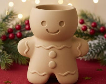 Gingerbread Holder STL | Cute Gingerbread Cup 3D Printable Christmas Decor | Multi-Purpose Holiday Pot for Tealights, Candy & Mini Plants