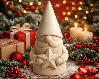 Christmas Star Gnome STL File – Nordic Minimal 3D Print File – Holiday Gnome Decor – Cute Xmas Figurine Digital Download