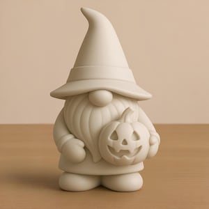 Può includere: Statuetta di gnomo color crema con una zucca intagliata. Lo gnomo indossa un cappello alto e a punta e ha una lunga barba fluente. La zucca ha un volto sorridente intagliato, perfetto per le decorazioni di Halloween.