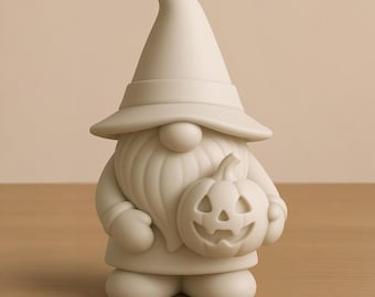 Halloween Gnome with Pumpkin STL File | Witch Hat Tomte 3D Print File | Cute Scandinavian Gnome Halloween Decor Digital Download STL File