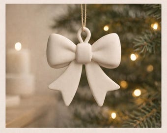 Minimal Bow Ornament STL File | Christmas Bow Decor | 3D Printable Tree Ornament | Nordic Style | Digital Download