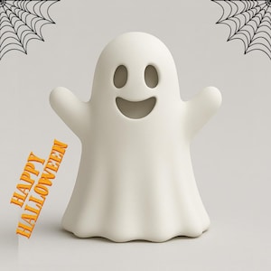 ハロウィンゴースト 3D プリント STL ファイル | 3D プリント可能なモデル | ハロウィンの装飾 | 愛らしい不気味な置物 | デジタルダウンロード STL ファイル | (ゴースト v2)