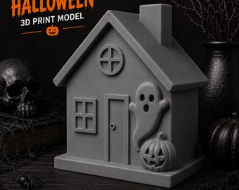 Halloween Haunted House STL File | Cute Ghost House for 3D Printing | Spooky Shelf Decor | Pumpkin Halloween Decor | Digital Download