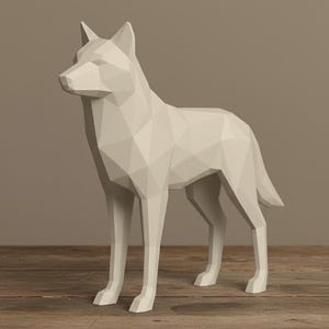 Low Poly Wolf STL File | Christmas Winter Animal Decor | Geometric Polygon Wolf Statue | 3D Print Holiday Gift | Modern Home Decoration