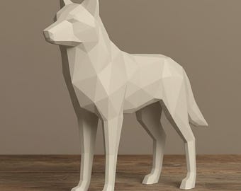 Low Poly Wolf STL File | Christmas Winter Animal Decor | Geometric Polygon Wolf Statue | 3D Print Holiday Gift | Modern Home Decoration