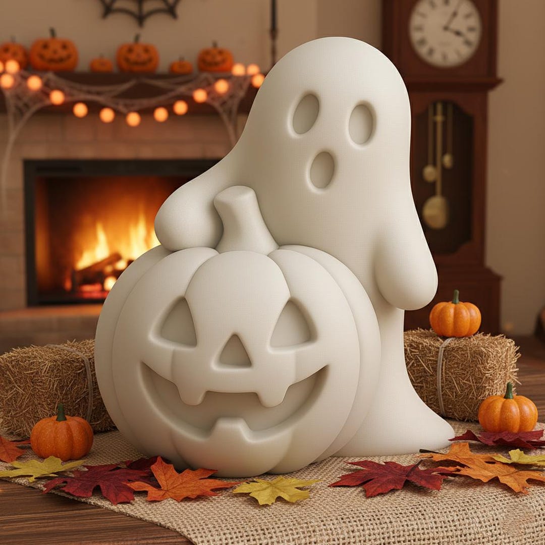 Halloween Ghost With Pumpkin STL File | Cute 3D Print Jack O Lantern ...