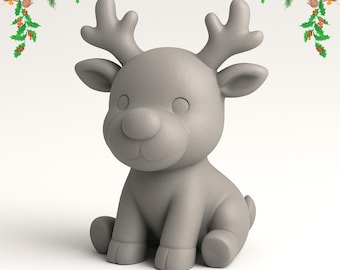 Cute Reindeer 3D Model STL File – Christmas Decoration, Holiday Figurine, 3D Printing Ornament – 3D Print Christmas Files – Digital Download