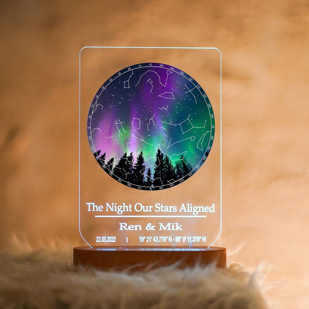 The Day You Were Born Star Map Night Light - Personalized Birthday Gift ...
