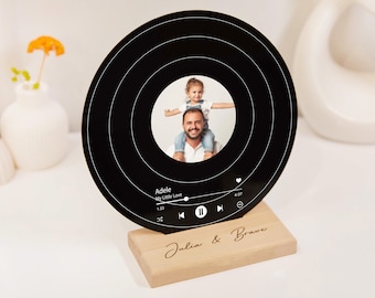 Targa musicale personalizzata, Regalo per padri, Dischi acrilici personalizzati, Regalo per papà, Regalo per la festa del papà, Targa musicale stampata con foto, per lui