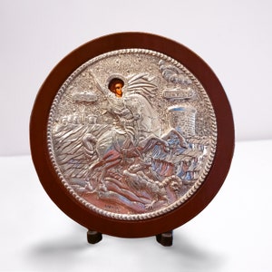 Amazing Icon pure silver 925  Saint George 15cm