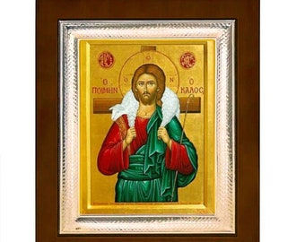 Icon with silver frame 925 ′ The Good Shepherd 26,5cm x 21,5cm