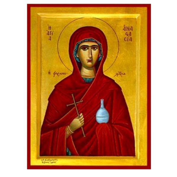 Saint Anastasia Farmakolitria icon, Handmade Greek Orthodox icon , Byzantine art-lithography