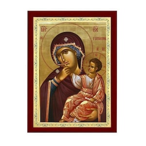 Virgin Mary Paramythia,Handmade Greek Orthodox icon , Byzantine art-Lithography