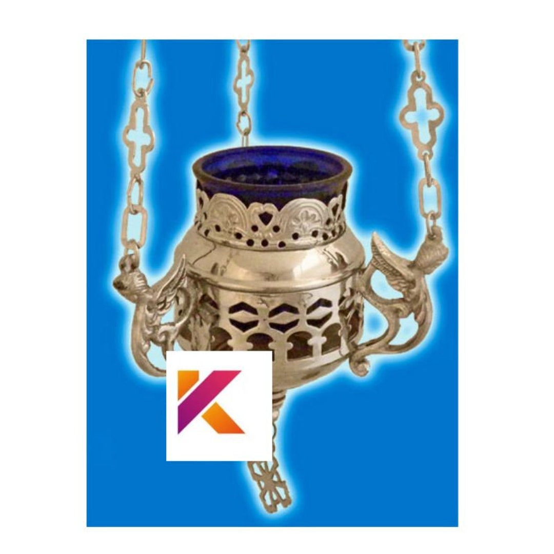 Christian Nickel Hanging Oil Vigil Lamp , Handmade Prayer Hanging Oil