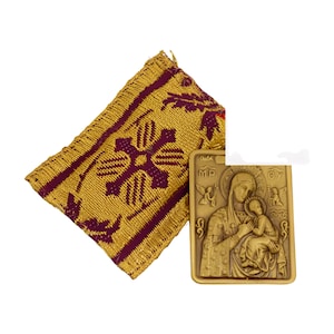 Amulet - Pendant Rectangle with a Metal Icon of the Virgin Mary