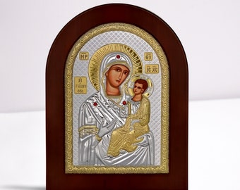 Icon Virgin Mary Giatrissa-Silver 925 and gold plated