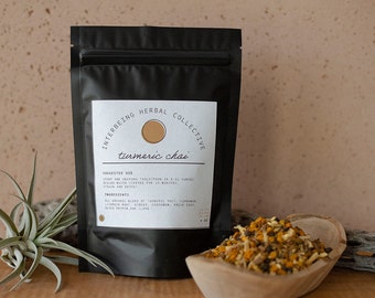 Turmeric Chai | Organic Herbal Tea ~ loose leaf, healthy inflammatory response tea, spicy + sweet, turmeric, ginger, licorice, caffeine-free