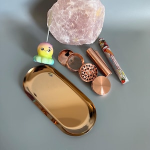 Rose Gold • Smoker Gift Set • Christmas Stocking Smoker Kit for Women, Wife, Girlfriend • Holographic Bag with Tray, Grinder and Accessories