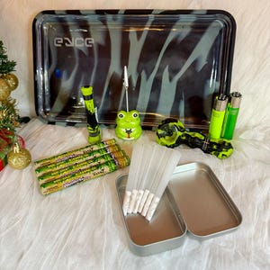 Premium Eyce Smoker’s Kit • Thick Glass Rolling Tray & Silicone Accessories Set • Ultimate Luxury Tobacco Gift Box • Smokers Gift Basket Set