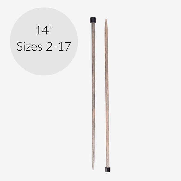 14 Inch Straight Knitting Needles, Lykke Driftwood Knitting Needles, Long Knitting Needles, 14" Length, Birchwood