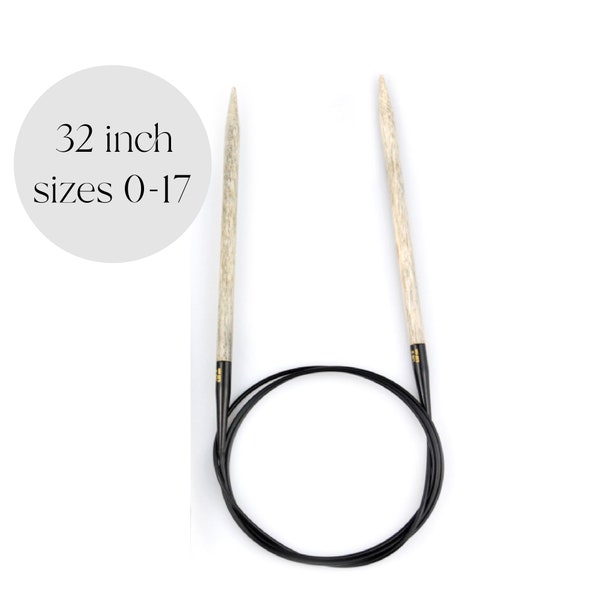 Lykke Circular Needles 32 inch, Driftwood Fixed 32" Circular Knitting Needle, Lightweight Needles Size 0 - 17, Most Popular