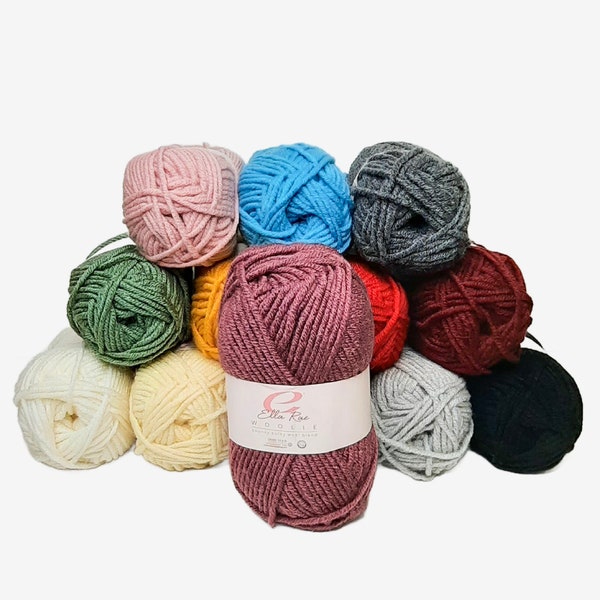 Ella Rae Woolie Chunky Yarn, Bulky Yarn, Wool and Acrylic Yarn, Chunky Blanket Yarn, Chunky Scarf Yarn, Neutral Colors, Muted Colors, Knit