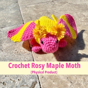 8” Handmade Crochet Rosy Maple Moth