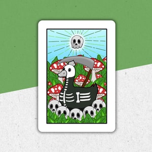 Death Tarot Sticker | Duck Themed Vinyl Easy Peel Stickers | Cute Halloween Laptop iPad Witchy Spiritual Dark Academia Cottagecore Gift