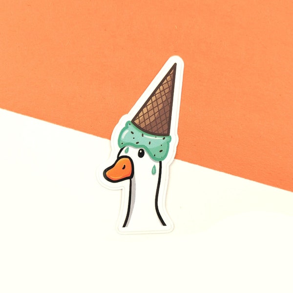 Ice Cream Duck Sticker | Duck Themed Vinyl Stickers | Cute Animal Food Dessert Gift Glossy Laptop iPad Bullet Journal Planner Decorations
