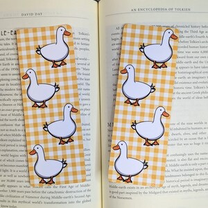 Cute Duck Bookmark | Yellow Gingham Bookmark | Handmade Double Sided Laminated | Reading Accessory | Kawaii Cottagecore Gift For Book Lovers