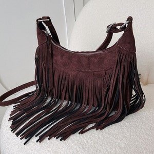 Winter Velvet Tassel Shoulder Bag ,Small Crossbody Bag ,Best Selling Fringe Bags, Western Fashion Bag, Cowgirl Bag, Handbag Charms,