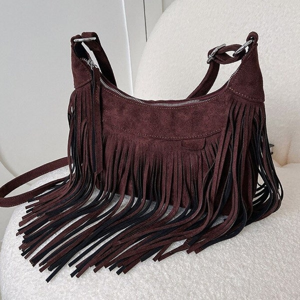 Winter Velvet Tassel Shoulder Bag ,Small Crossbody Bag ,Best Selling Fringe Bags, Western Fashion Bag, Cowgirl Bag, Handbag Charms,