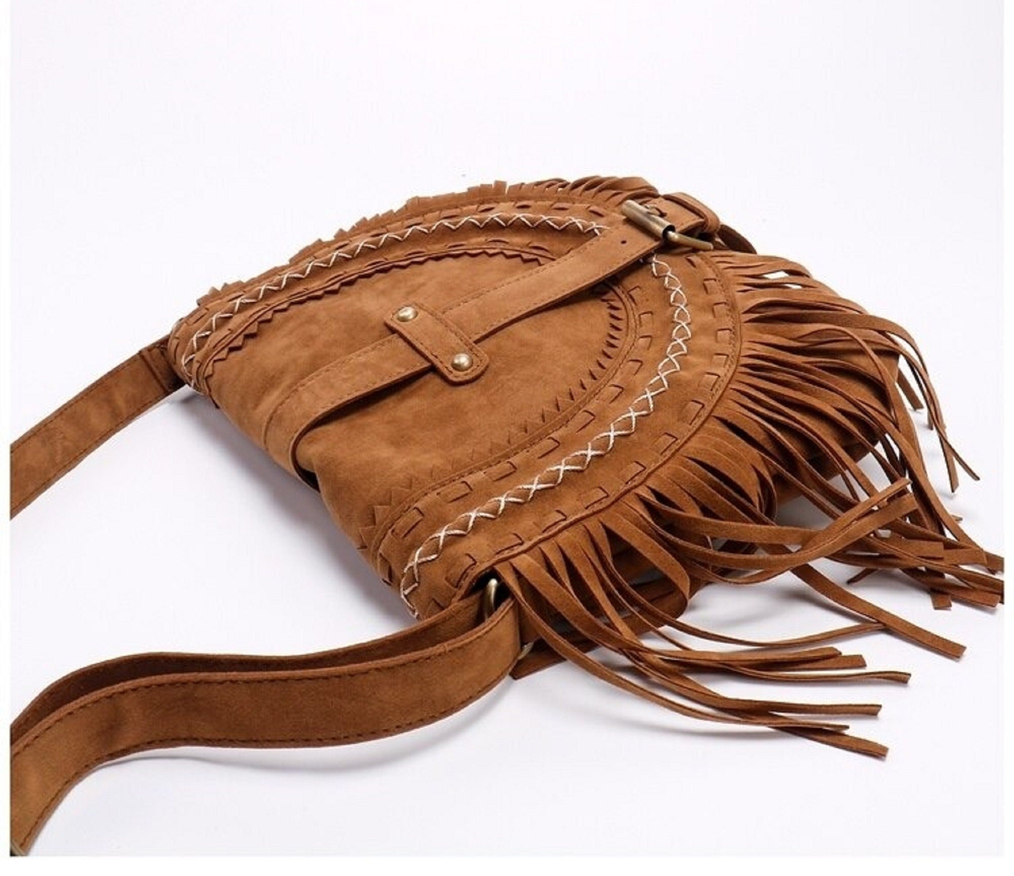 French Tote - with Boho Fringe, Braided Handle – Vintage Boho Bags