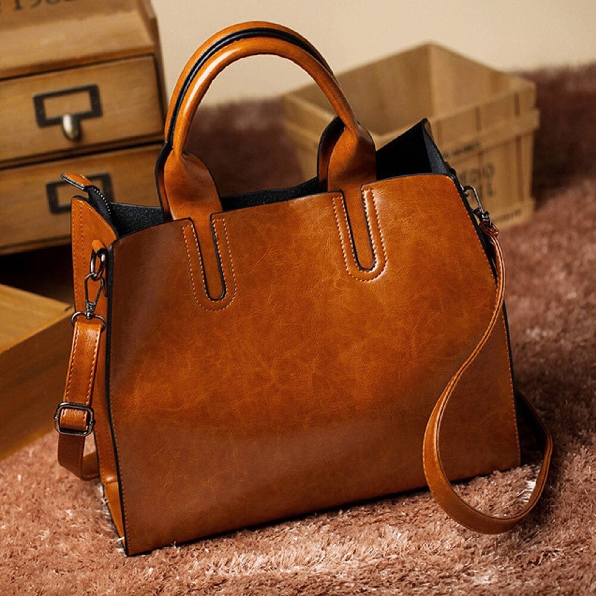 ZiMing Women's Glossy Patent Leather Handbags