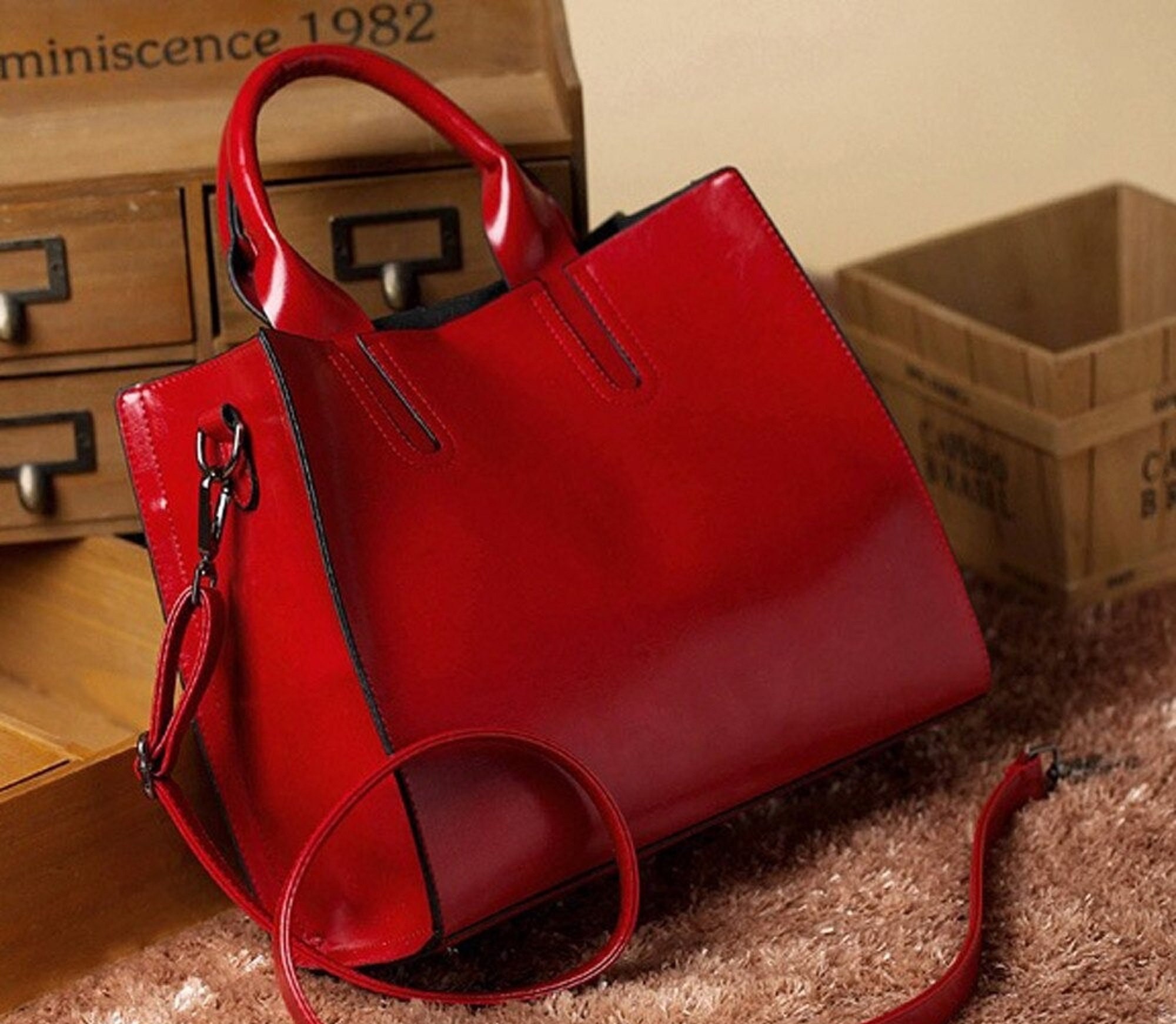 ZiMing Women's Glossy Patent Leather Handbags