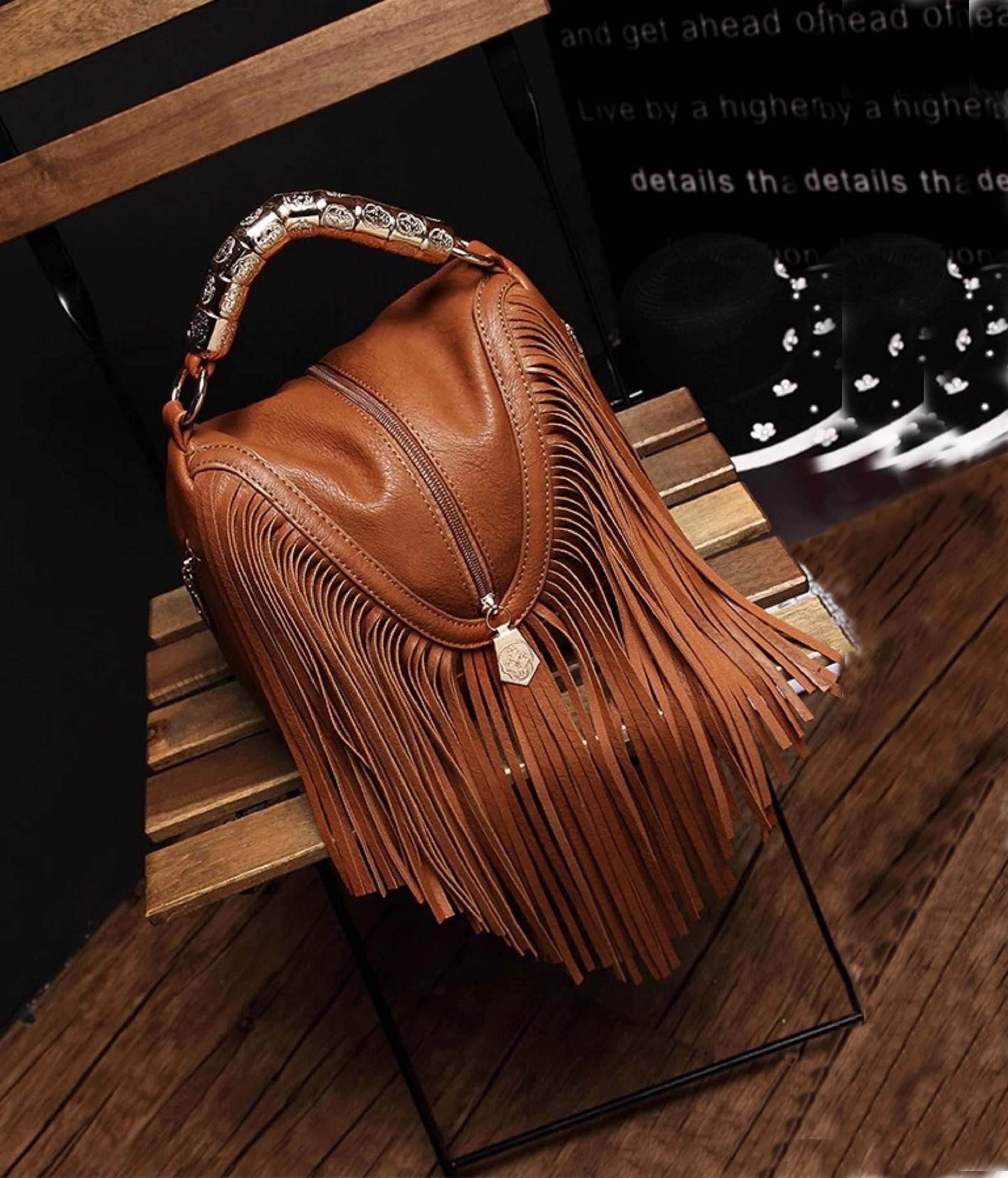 Leather Fringe Purse Cowhide Crossbody Western Purse Bolsa 