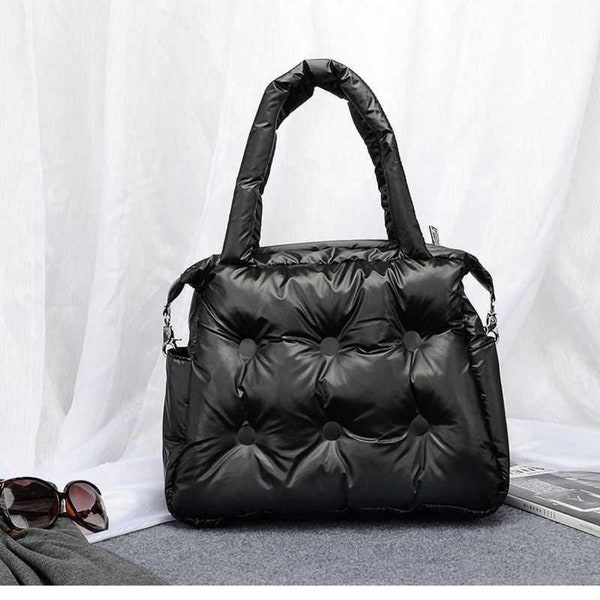 Chic Quilted Space Padded Handbags ,Large Puffer Tote Bag, Winter Shoulder Bags, Puffer Bag, Aesthetic Tote Bag, Travel Bags