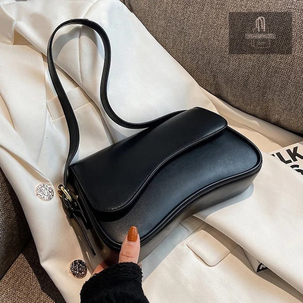 Designer Leather Crossbody Bag for Women - Small Flap Shoulder Bags - Fashionable Underarm Bag - Elegant Female Handbag - Chic Leather Purse