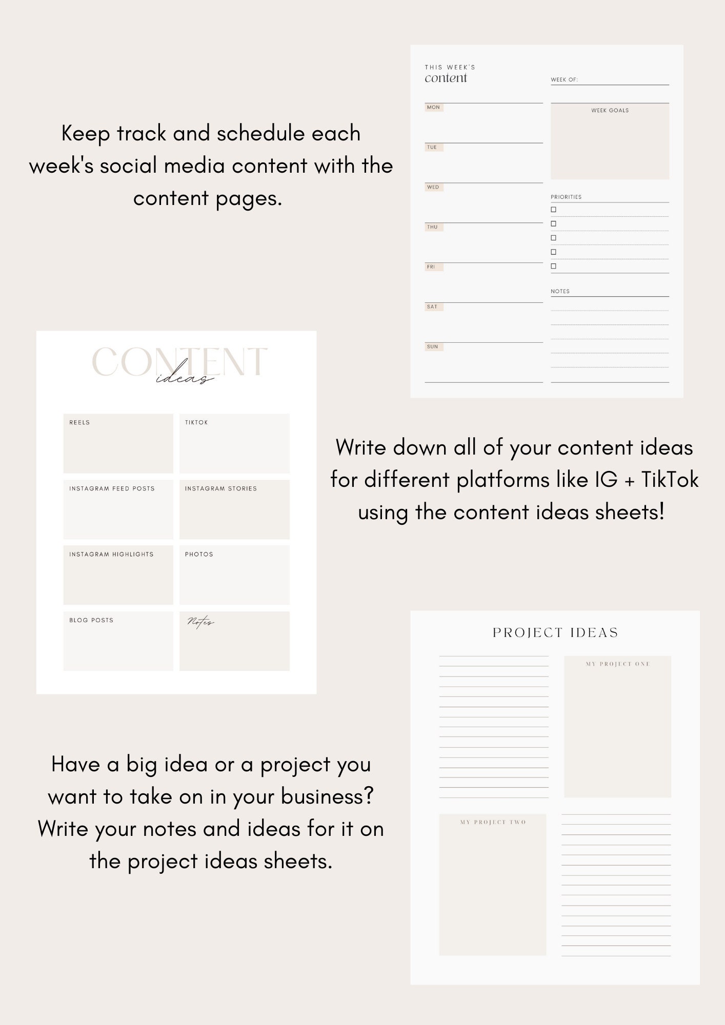 Monthly Content Planner | Social Media Planner | Printable Content ...